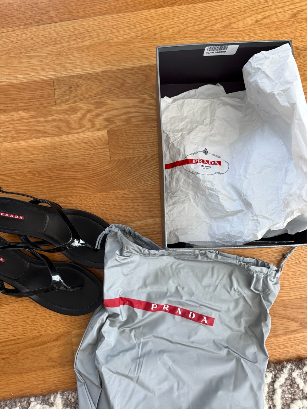 Prada Sport Black Patent Leather Slingback Sandals 6.5M - Picture 5 of 8